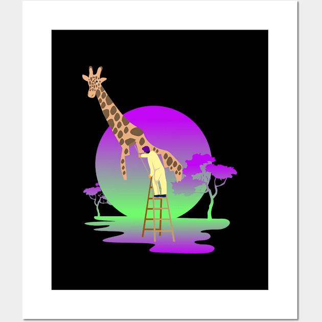 Colouring Giraffe T-shirt Design Wall Art by RJ-Creative Art